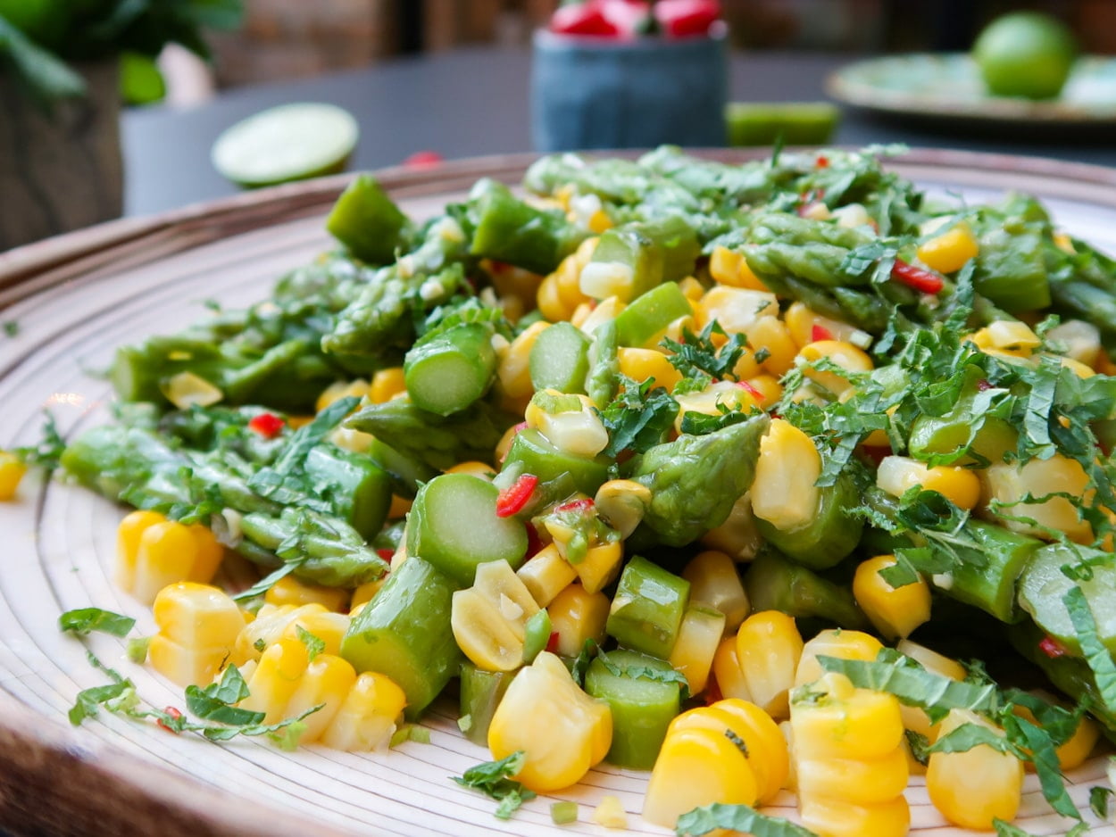 Corn and asparagus salad