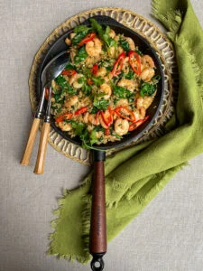 Prawn and coriander rice with ginger and chilli