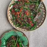 Quinoa, roasted pepper and green beans
