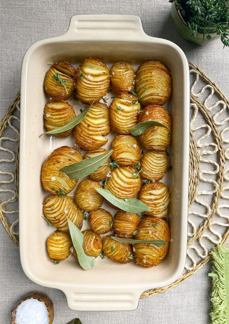 Hasselback potatoes with thyme and bay