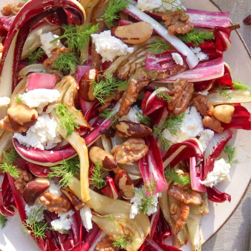 Chicory & Tardivo salad with ricotta and toasted nuts